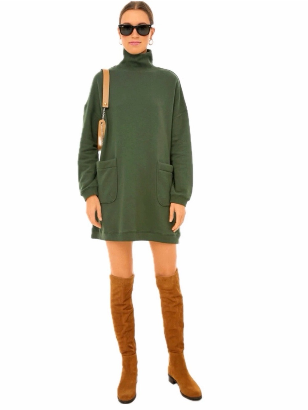 Pomander Place Porter Sweatshirt Turtleneck Dress in Forest Green Size S